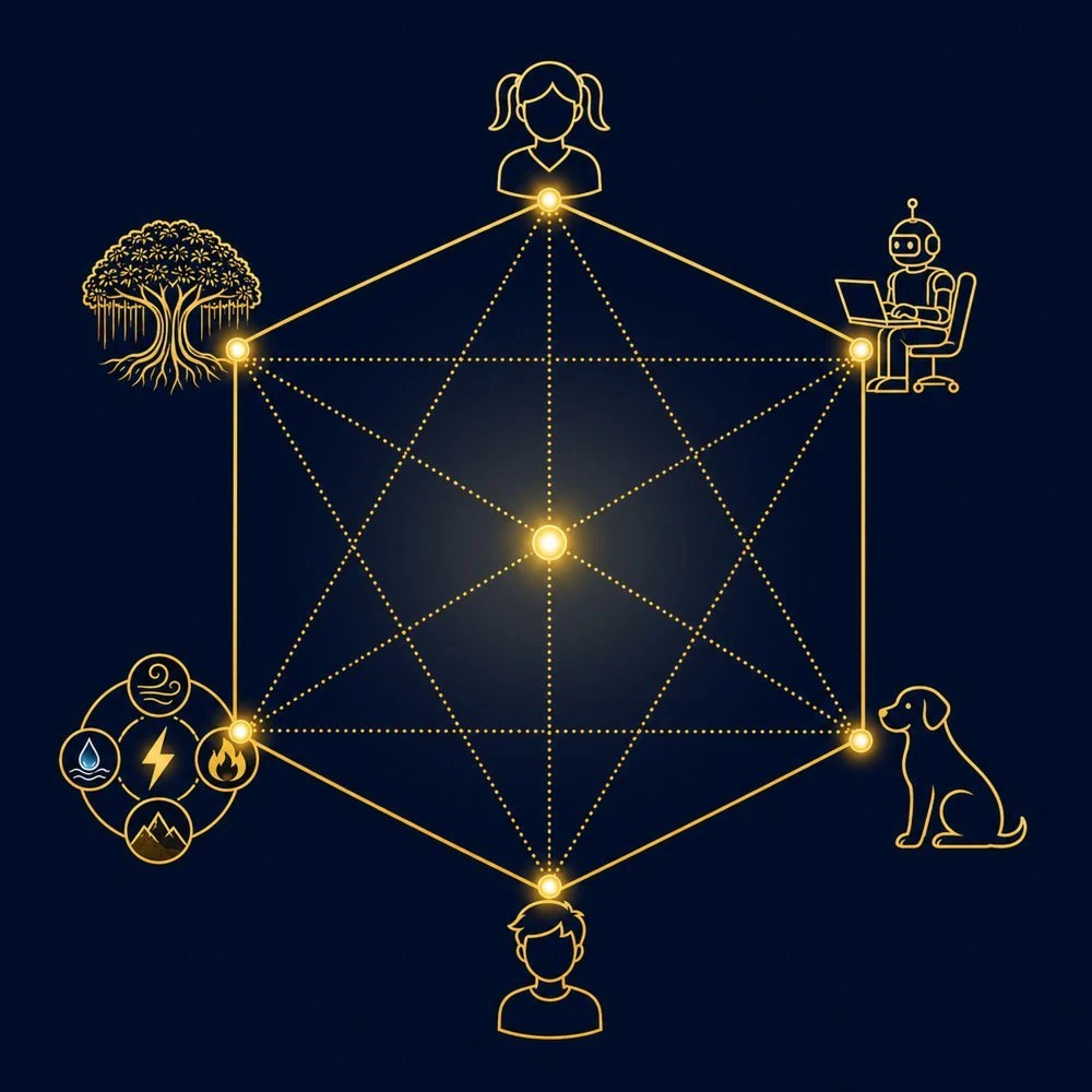 Interconnected life artwork from the Advaya community website